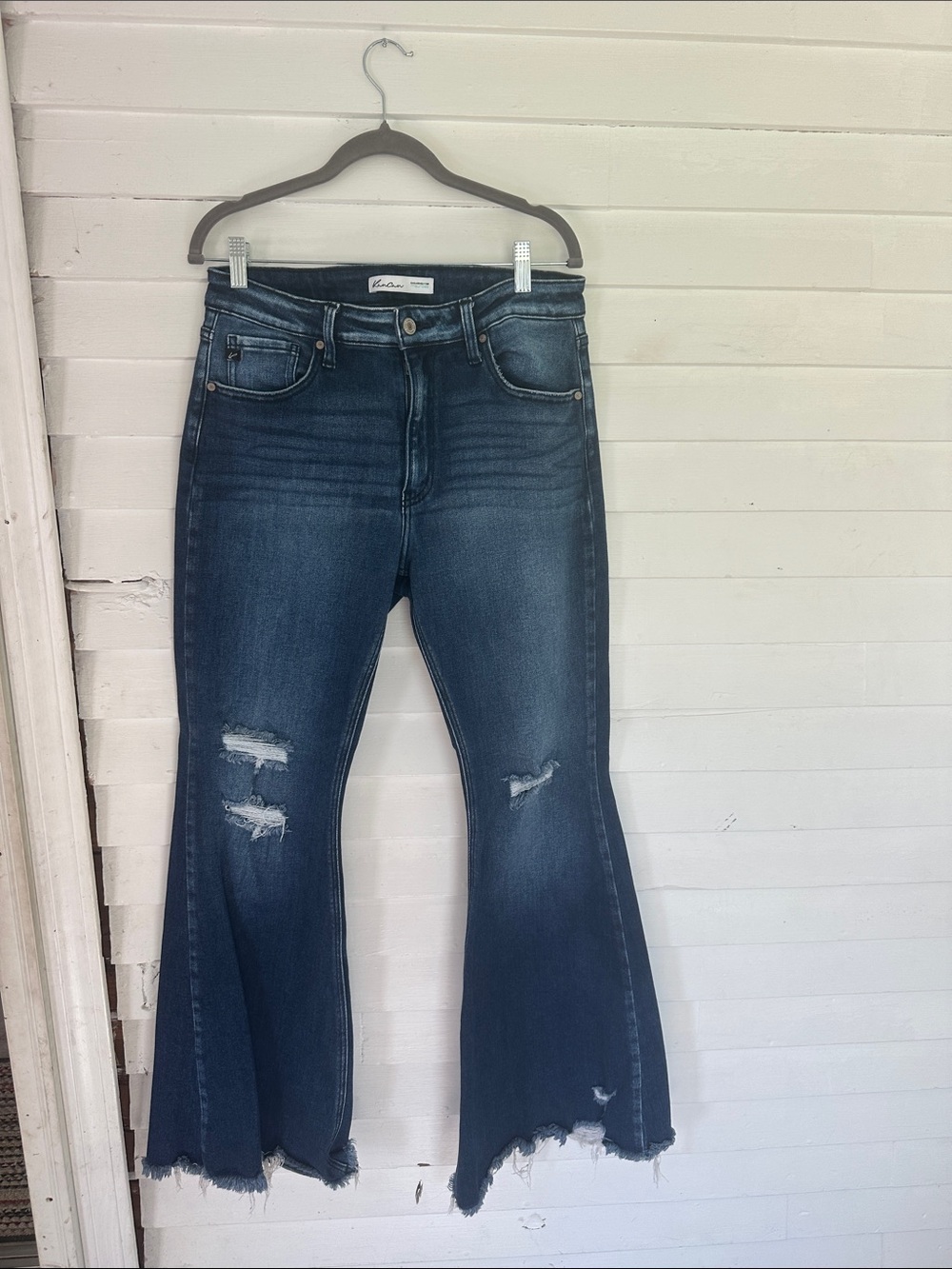 Dark Blue KancanDistressed Flare Jeans - Women